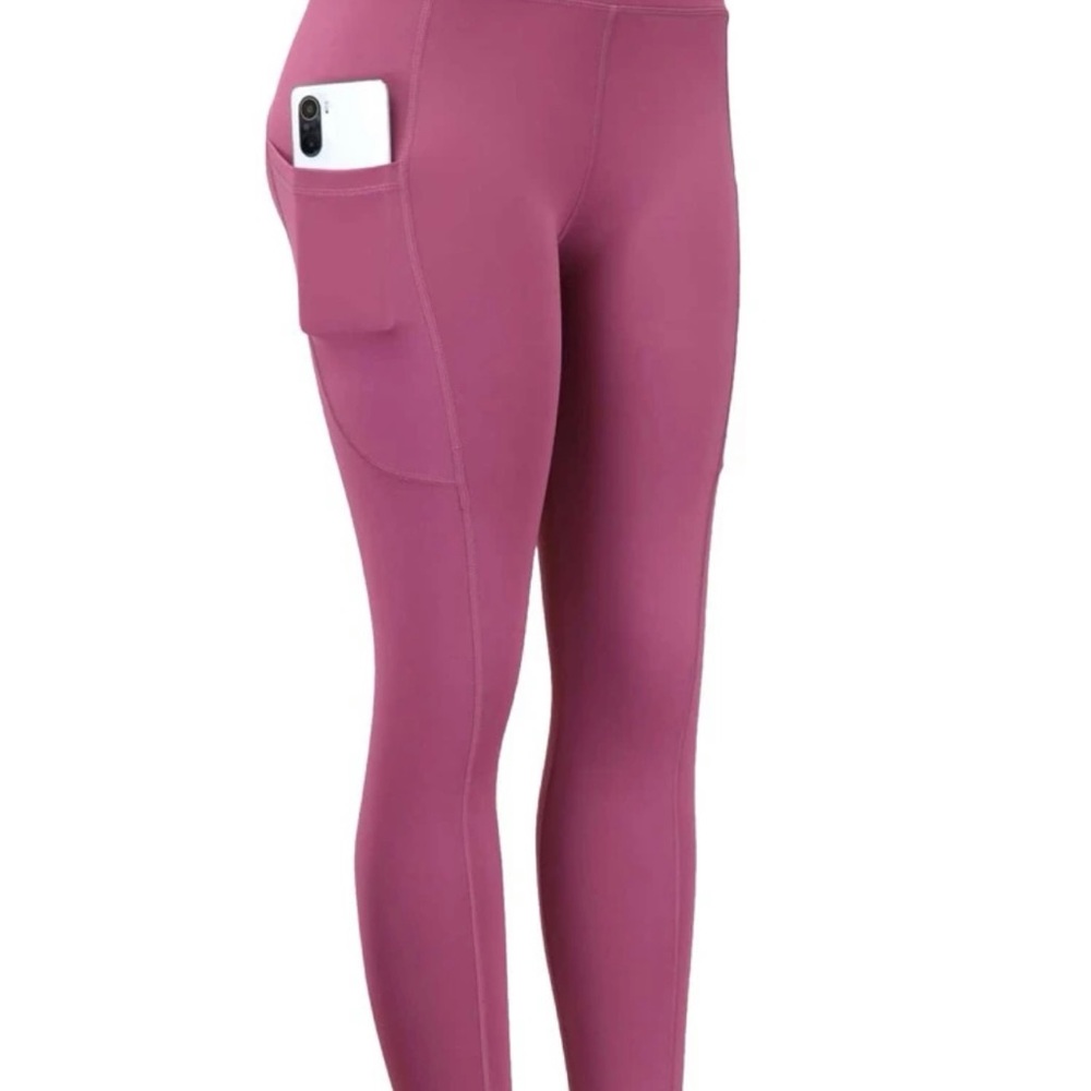 4pcs Yoga Tights M-Shaped Seam Sculpt Booty Compression Leggings With Side Phone - Picture 8 of 9